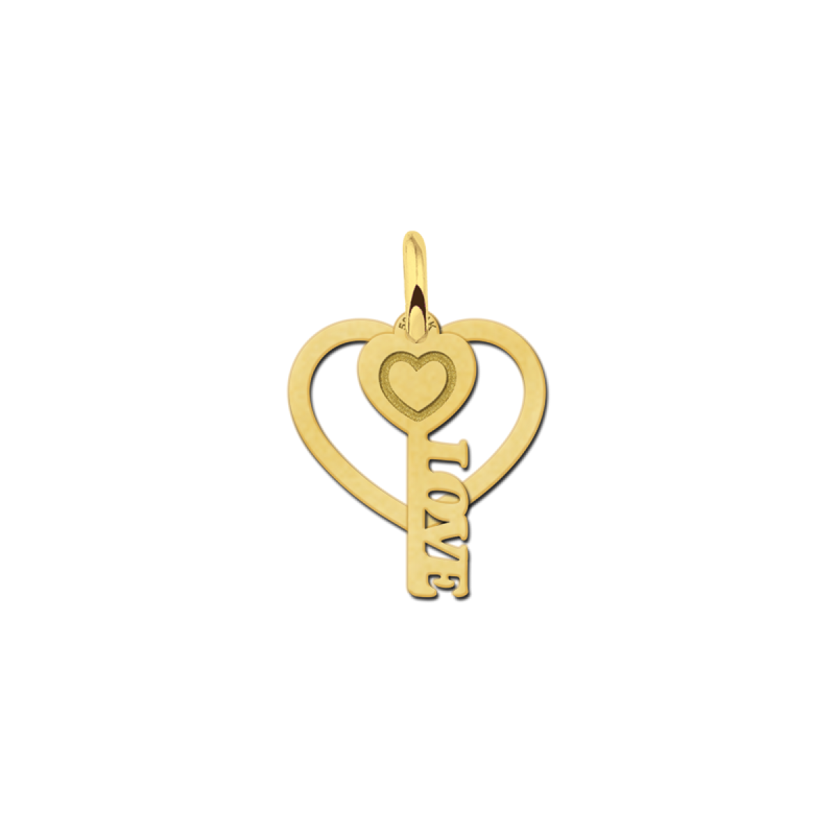Gouden hart hanger met liefdes sleutel