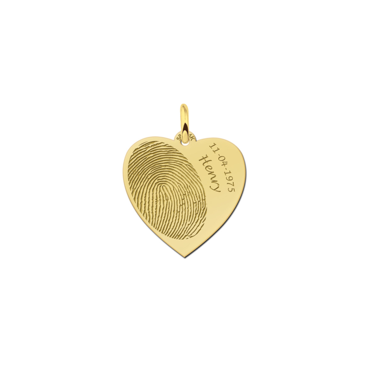 Gouden hartjes ketting met vingerafdruk Names4ever