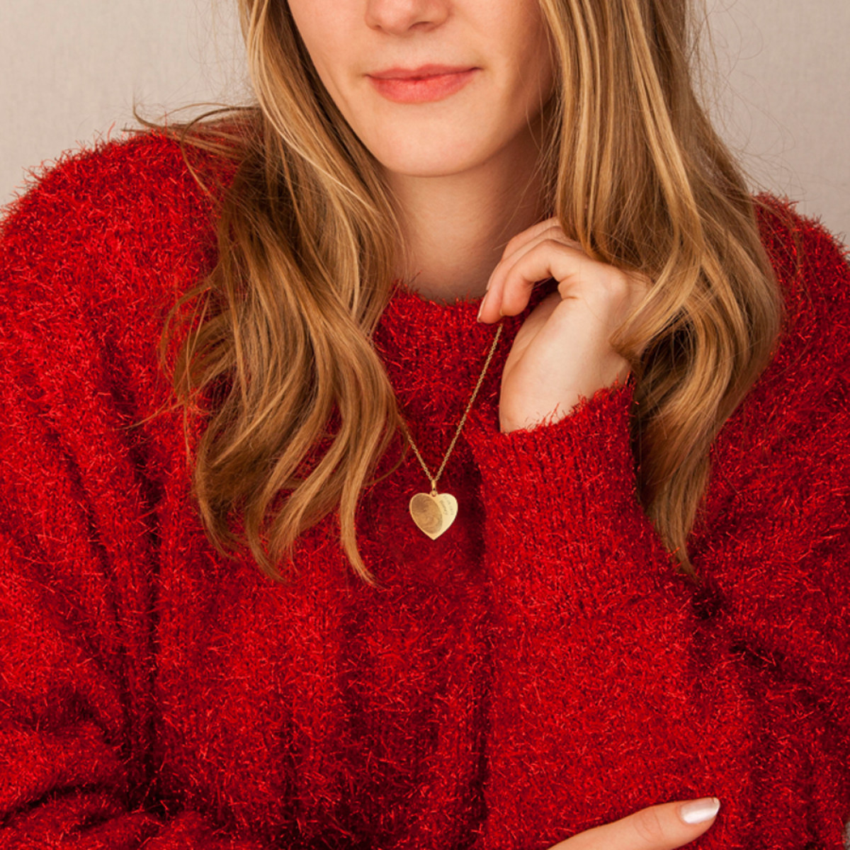 Gouden hartjes ketting met vingerafdruk Names4ever