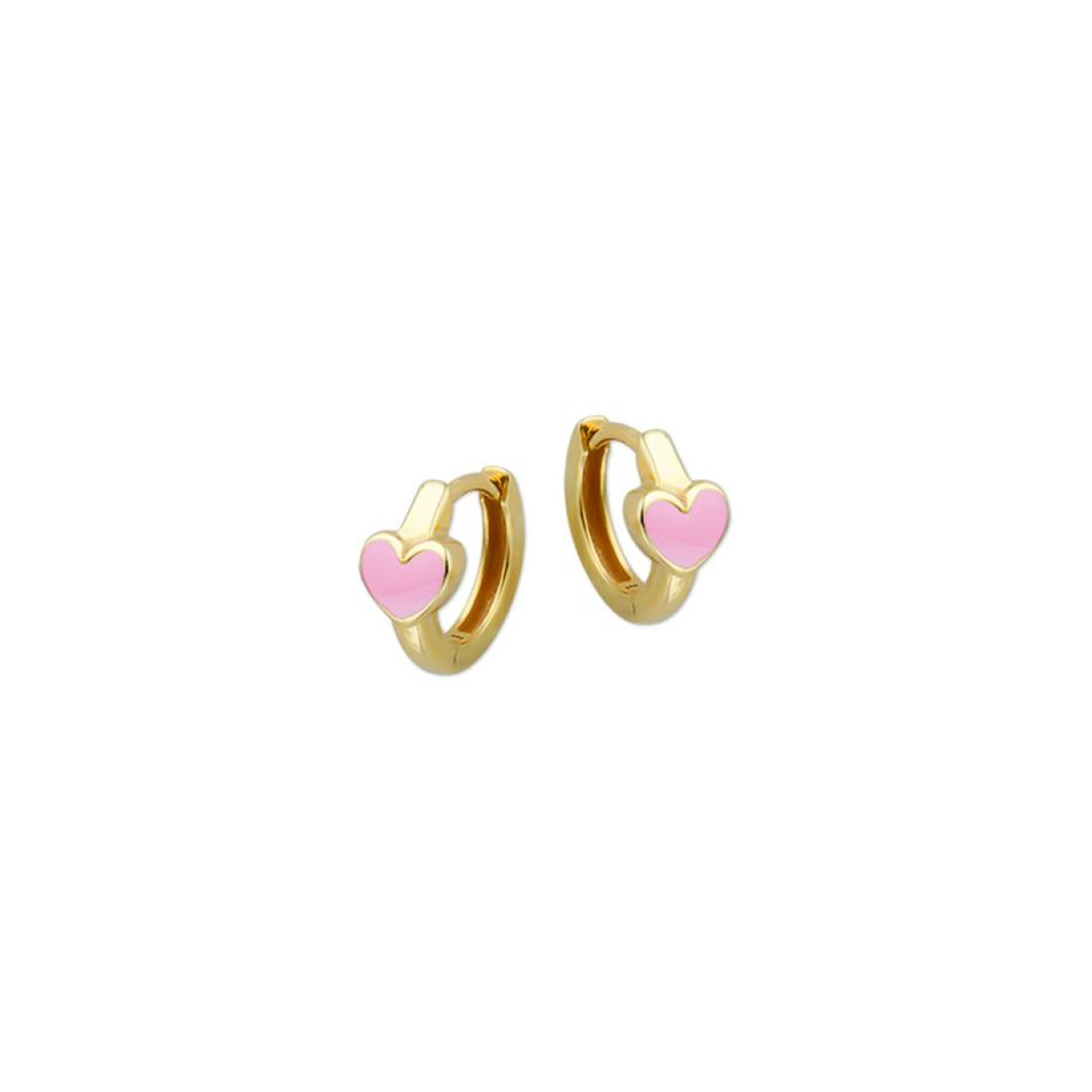 Gouden kindercreolen roze hart
