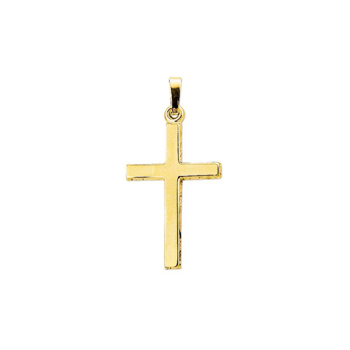 Gouden kruisje glanzend vlak 28 mm