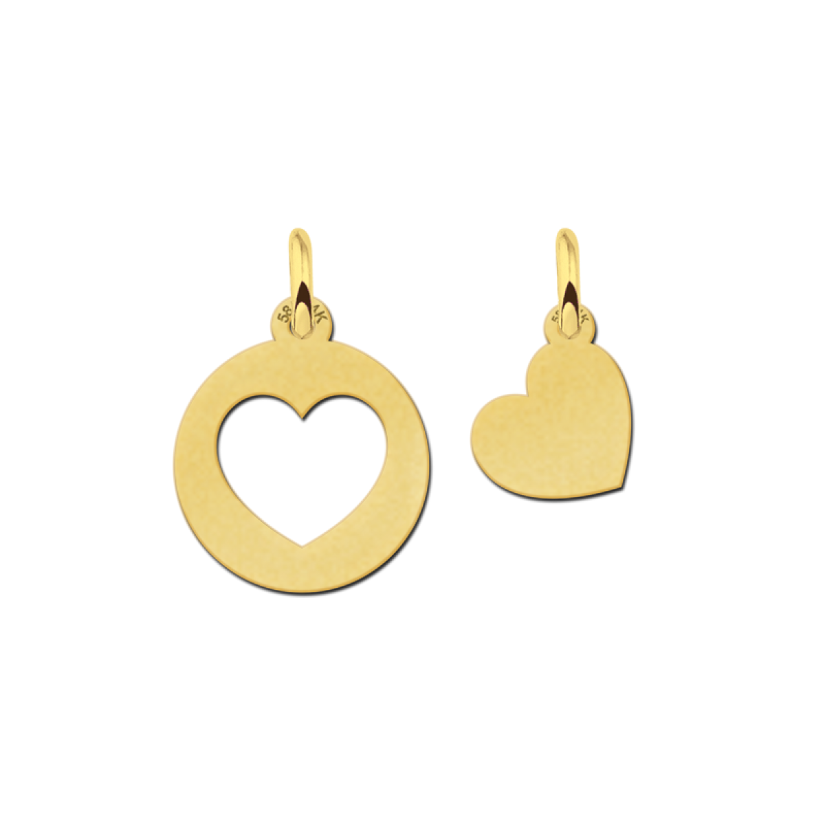 Gouden moeder en dochter hartjes hangers