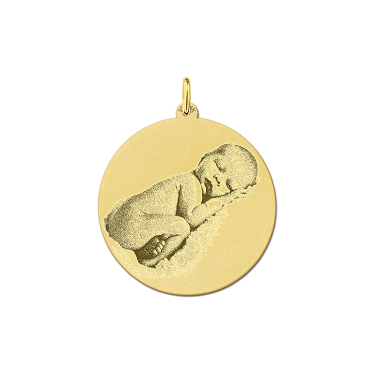 Gouden ronde foto hanger - 30 mm - Names4ever
