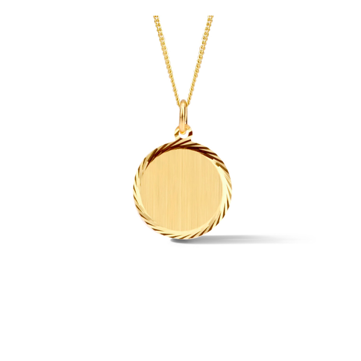 Gouden ronde hanger met gediamanteerde rand