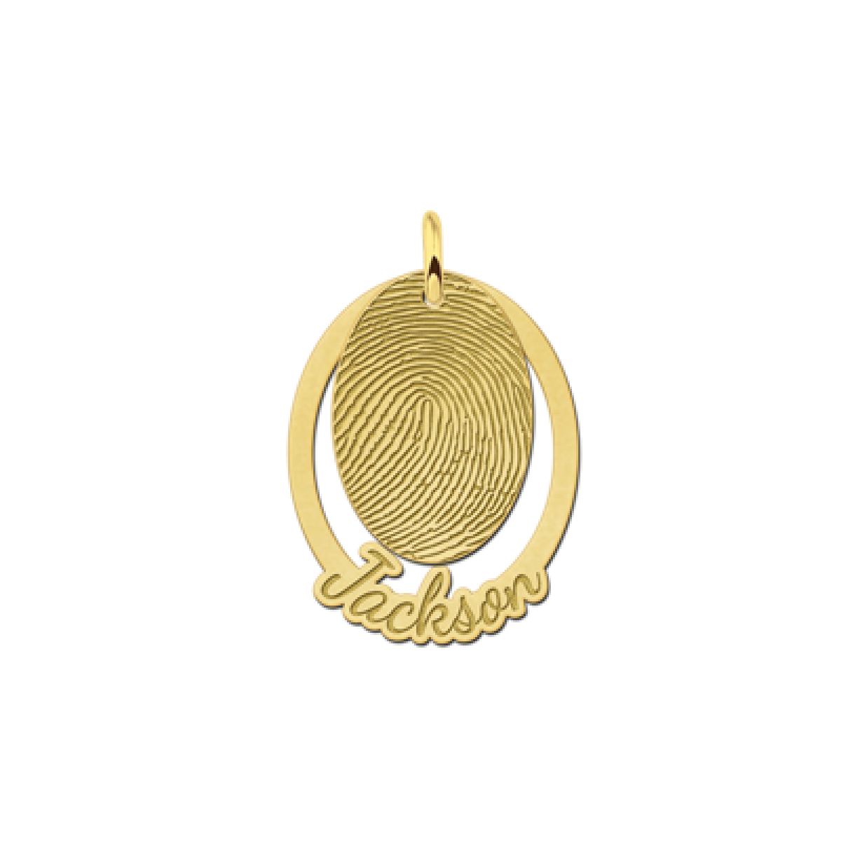 Gouden tweeledige hanger met vingerafdruk ovaal - 20 x 25 mm - Names4ever