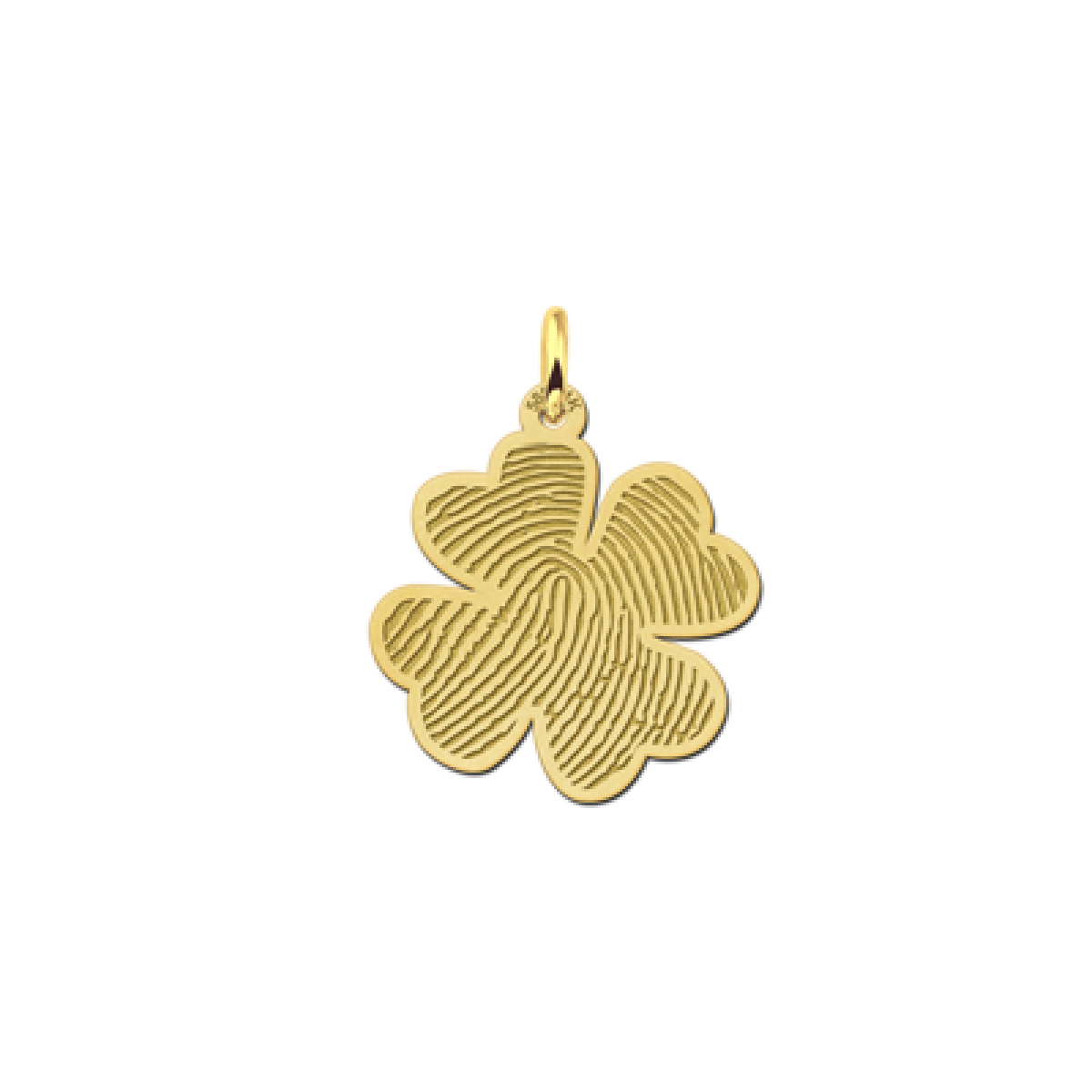 Gouden vingerafdruk sieraad klaver - 21 x 22 mm - Names4ever