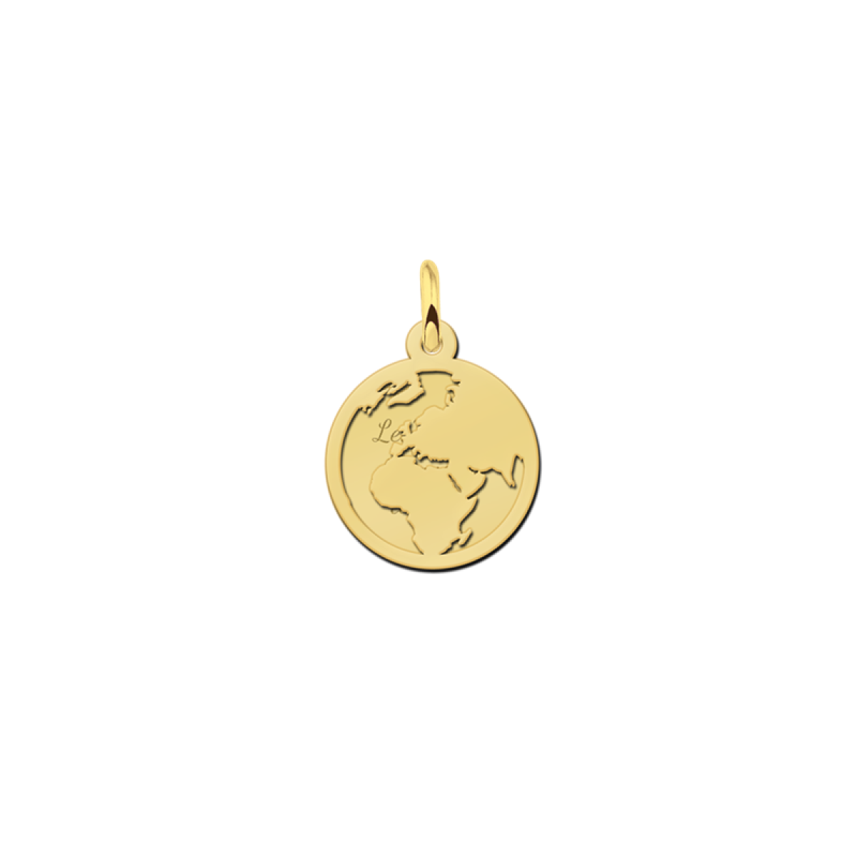 Gouden wereldbol hanger met gravure