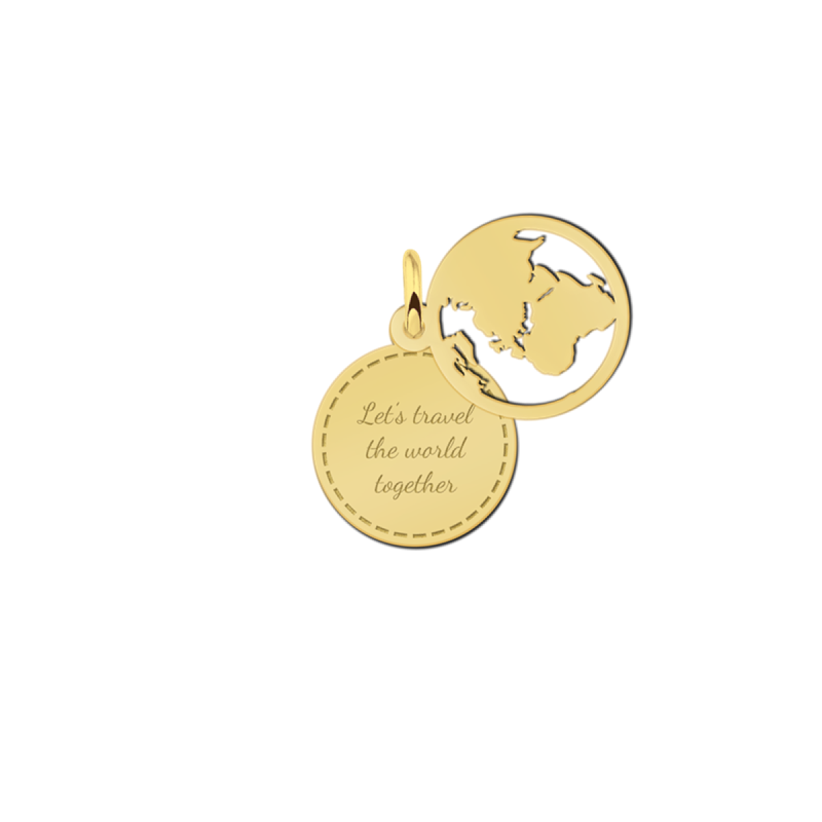 Gouden wereldbol hanger met gravure