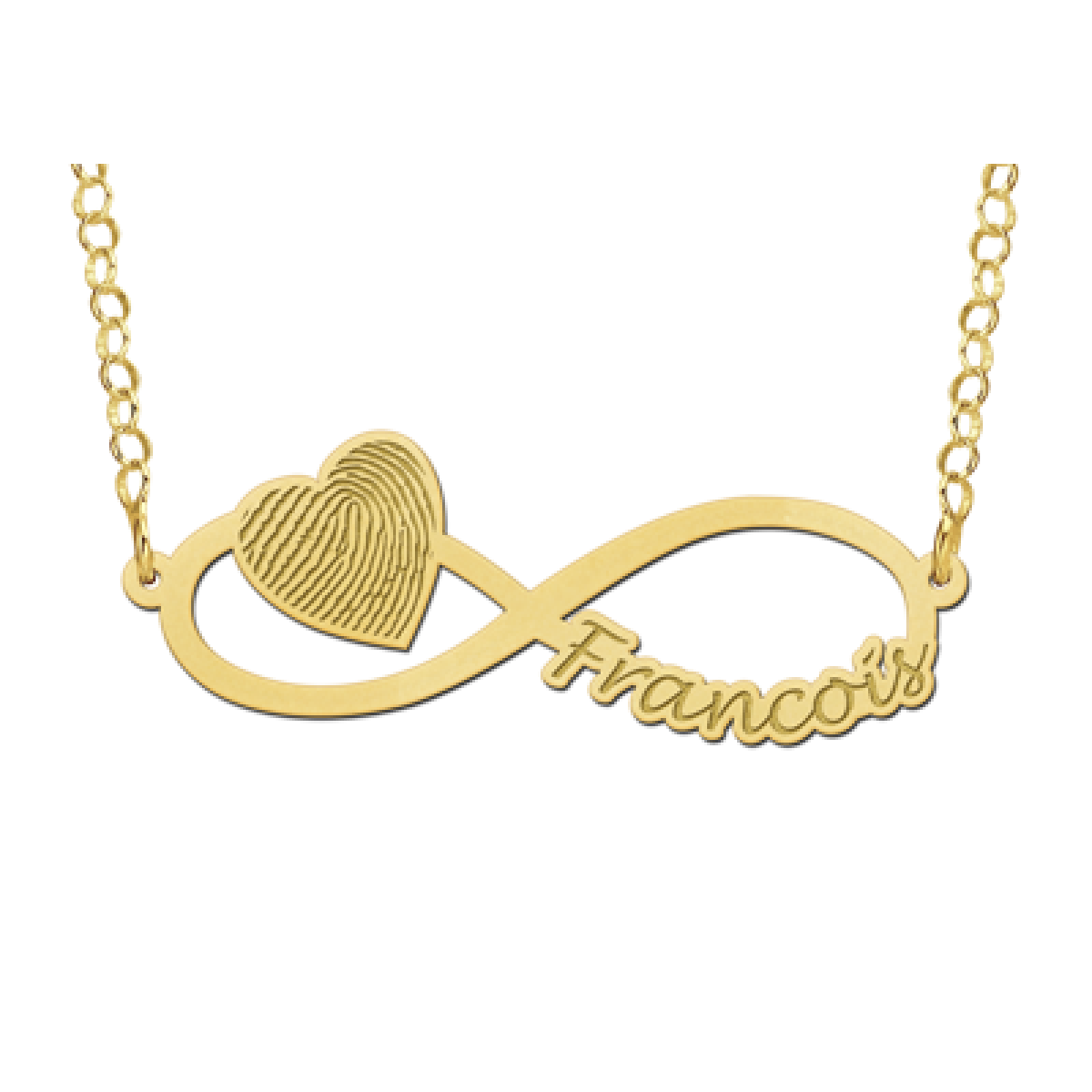 Gouden vingerafdruk sieraad infinity - 45 x 15 mm - Names4ever