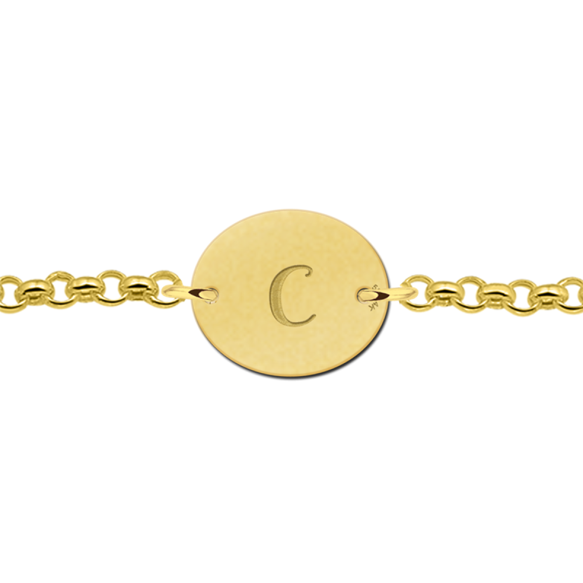 Gouden armband met letter ovaal Names4ever