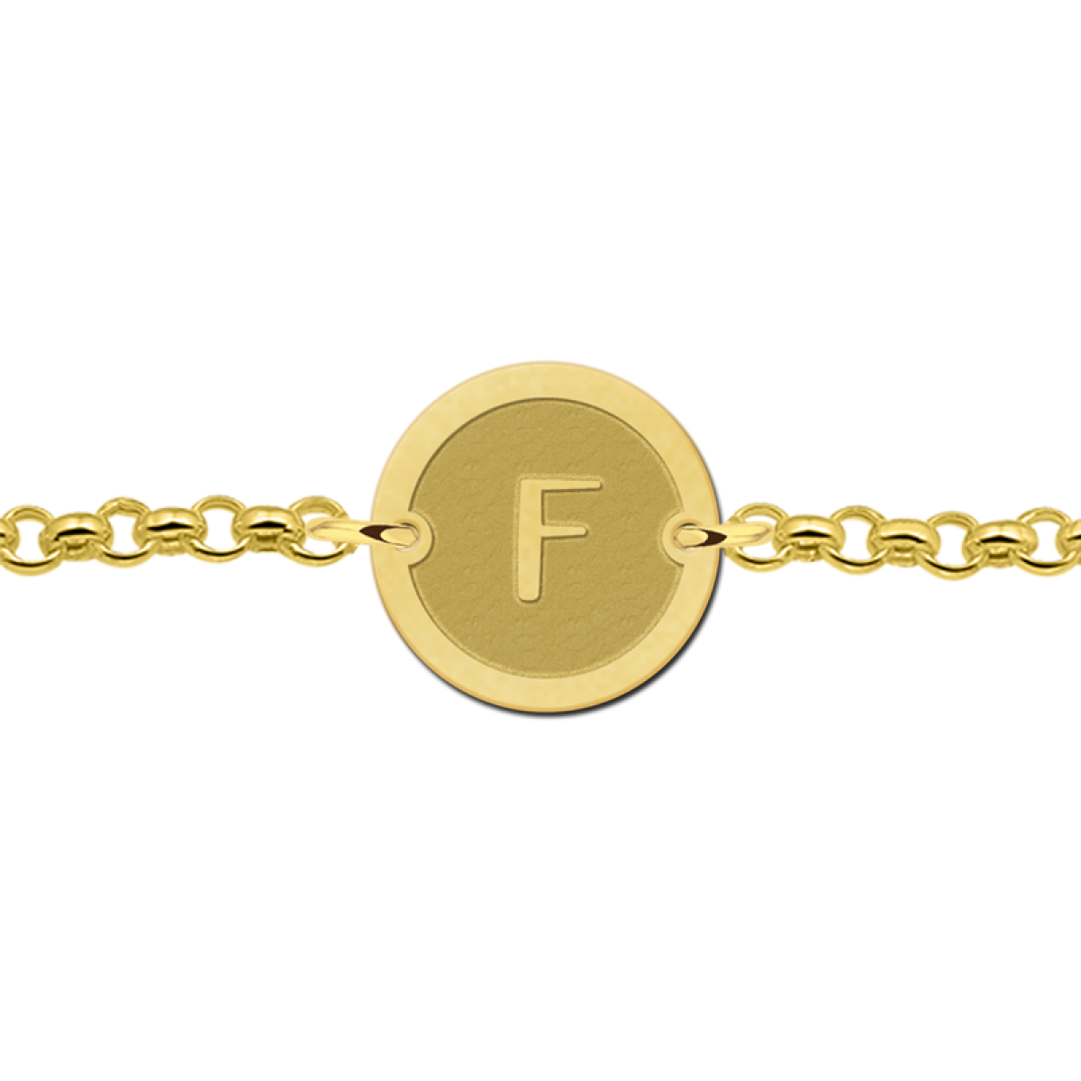 Gouden armband met letter rond Names4ever