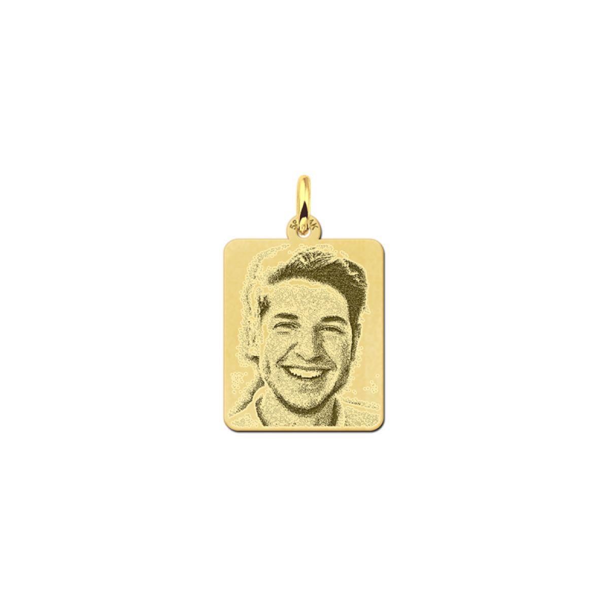 Rechthoekig hangertje van goud met foto gravure - 16.5 x 20 mm - Names4ever