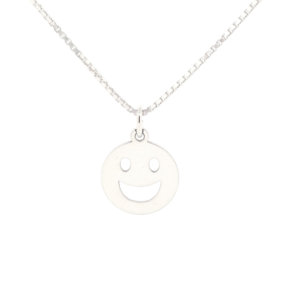Zilveren smiley hanger grote glimlach