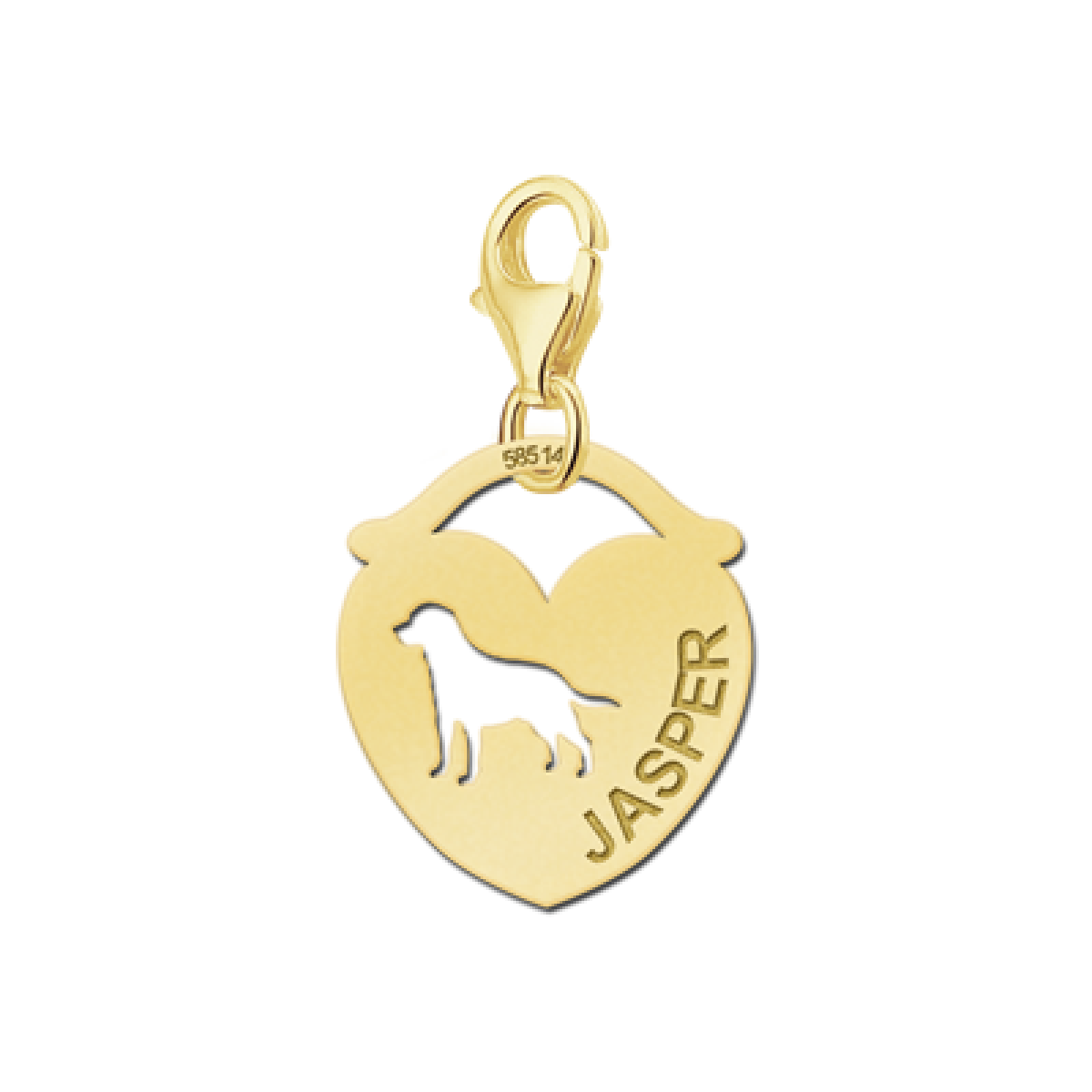 Gouden bedel hartvorm hond Names4ever