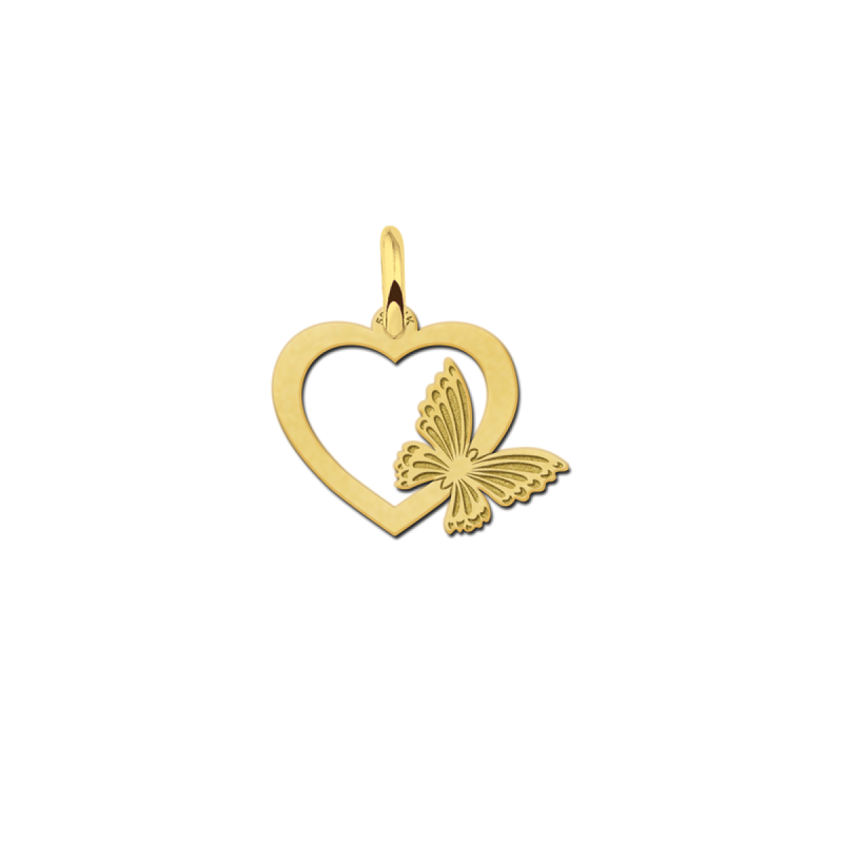 Gouden hart hanger met vlinder