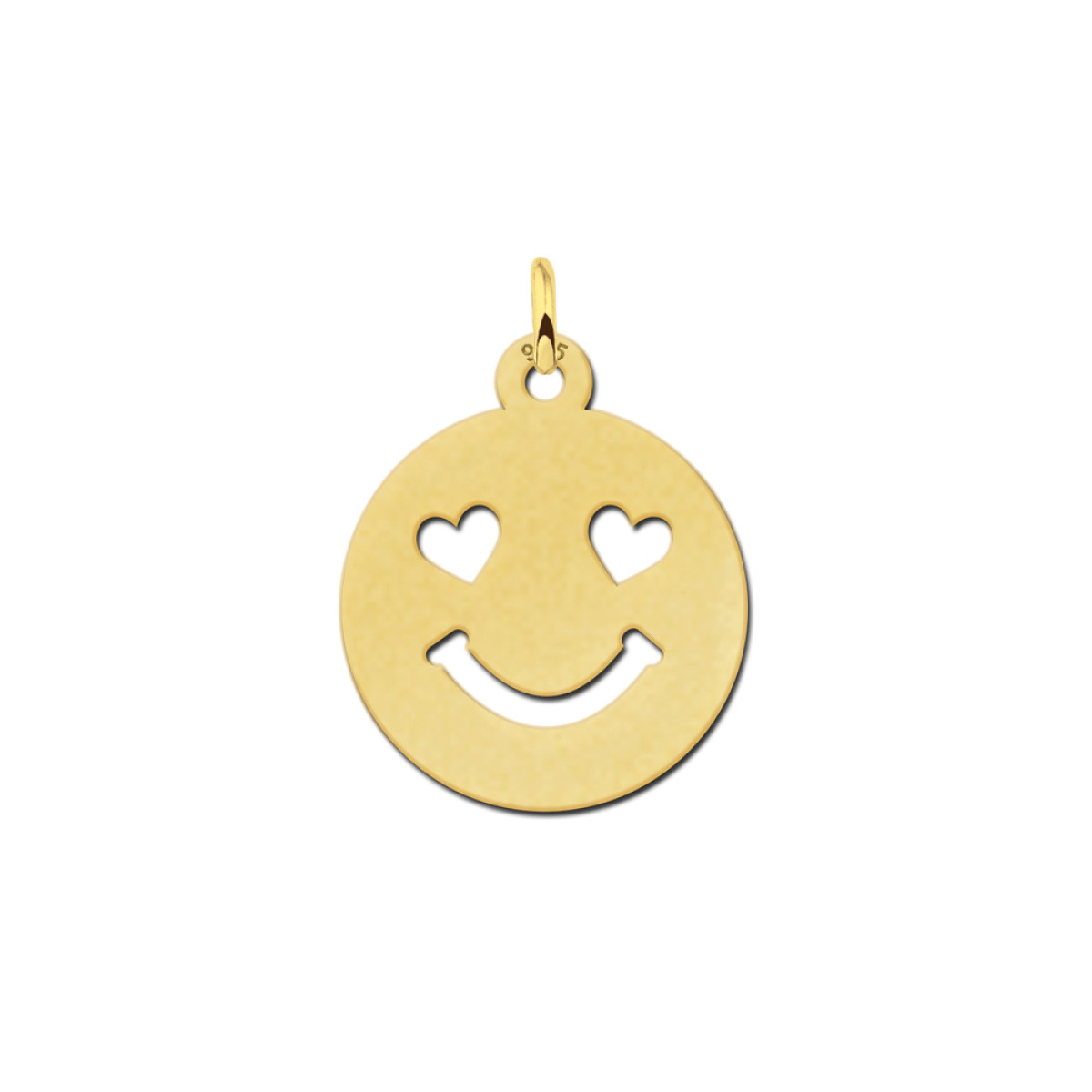 Gouden smiley hanger hartjes ogen