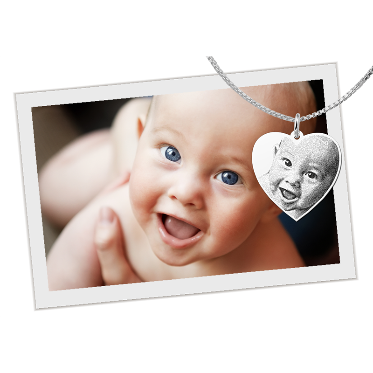 Zilveren hart hanger met foto - 23.5 x 23.5 mm - Names4ever