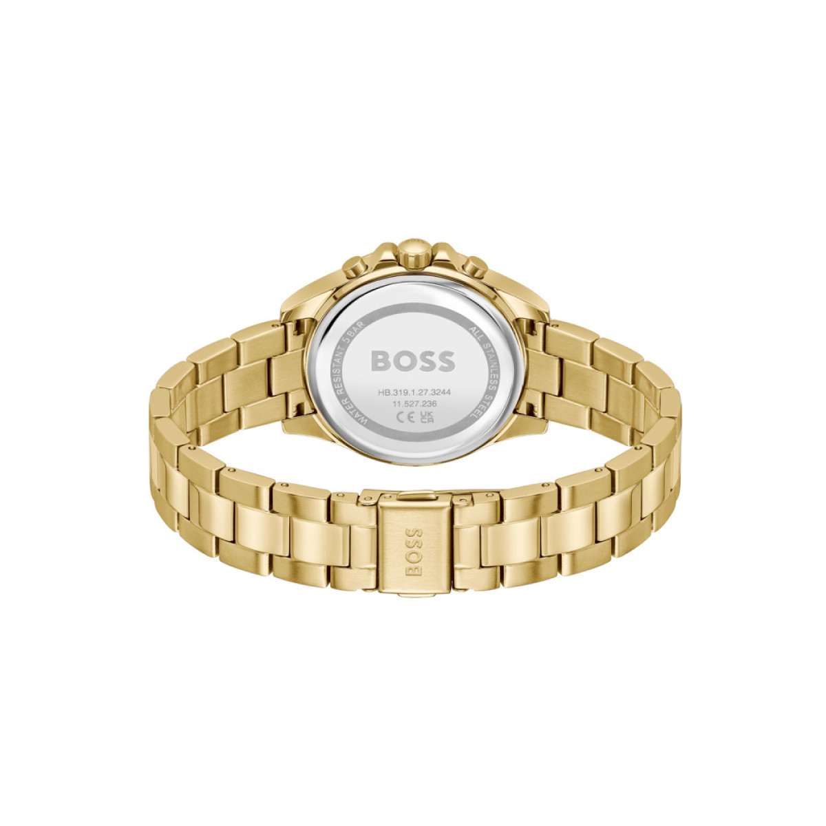 BOSS Alley HB1502829 Goudkleurig stalen dameshorloge met zilverkleurige wijzerplaat - Ø 36 mm