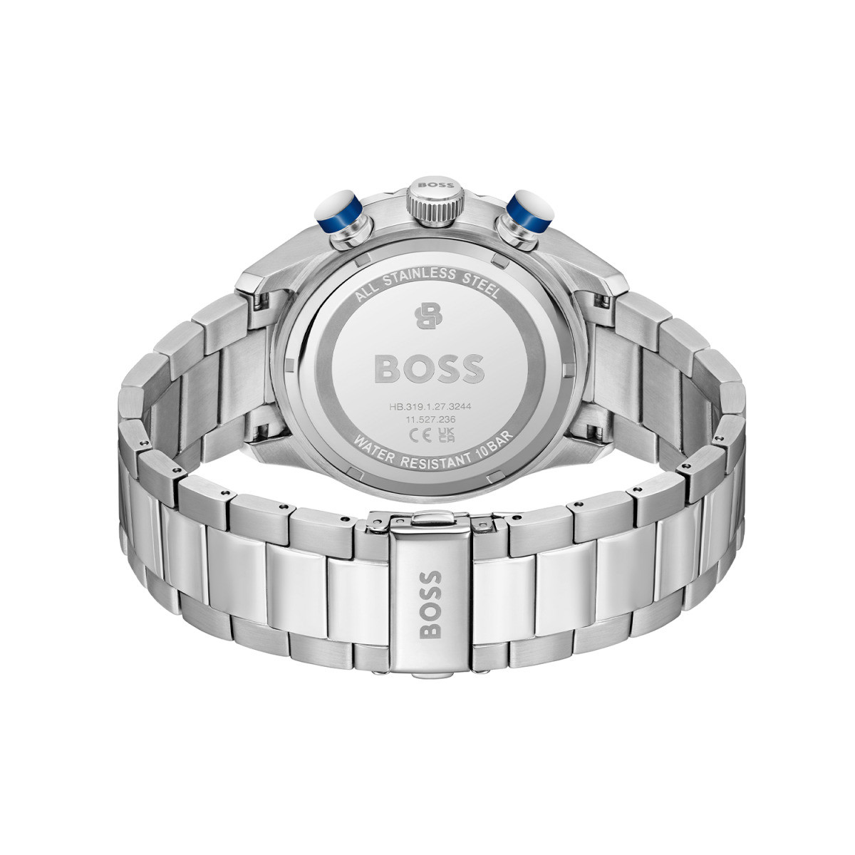 Boss Chronomatic HB1514338 herenhorloge met chronograaf blauwe wijzerplaat en zilverkleurig staal - Ø 44 mm