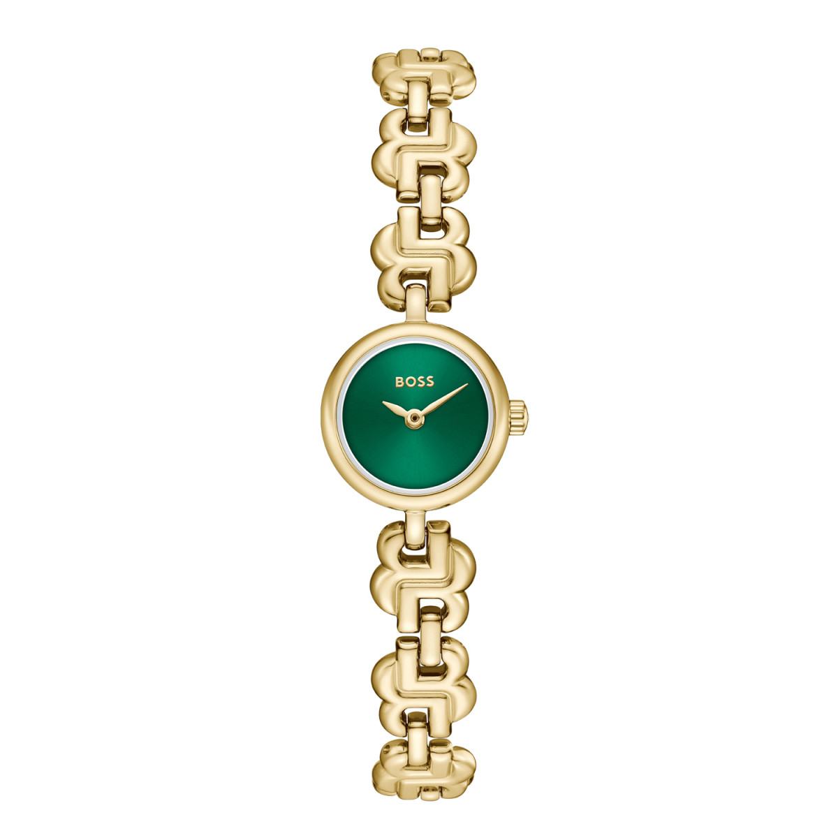 Boss Double B Mini HB1502865 goudkleurig dameshorloge met groene wijzerplaat - Ø 18 mm