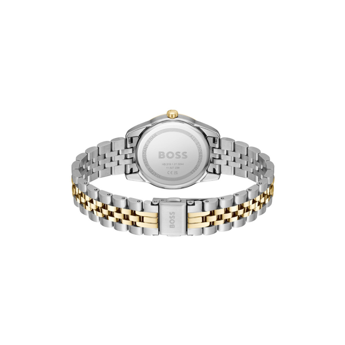 BOSS Graceful HB1502811 Bicolor dameshorloge met zwarte wijzerplaat en zirkonia - Ø 32 mm