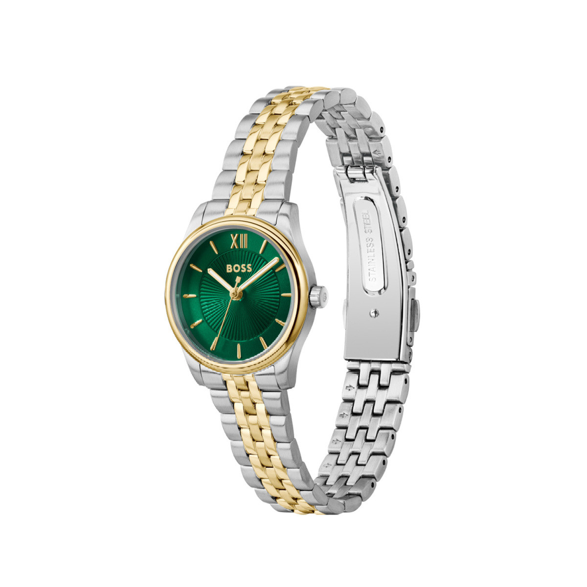 BOSS Graceful Mina HB1502841 dameshorloge staal met groene wijzerplaat - Ø 25 mm