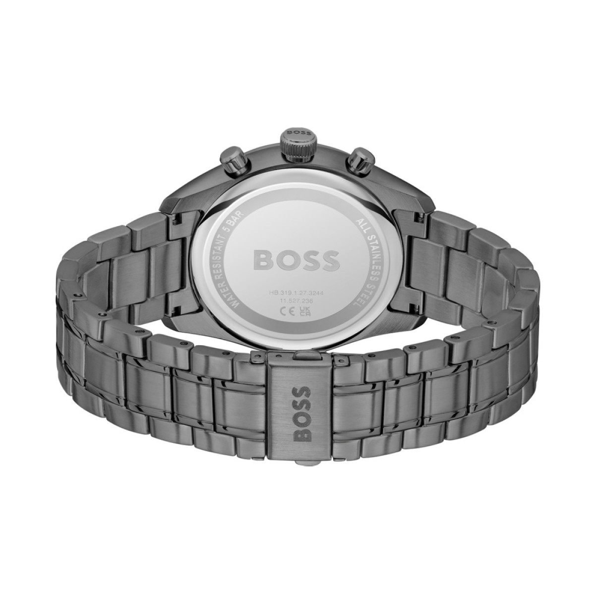 BOSS Grand Prix HB1514228 Zwart stalen herenhorloge met groene wijzerplaat - Ø 44 mm
