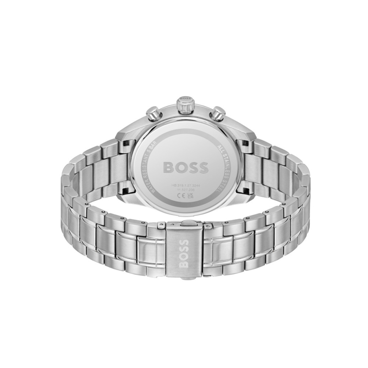 BOSS Grand Prix HB1514259 Stalen zilverkleurig herenhorloge met zwarte wijzerplaat - Ø 40 mm