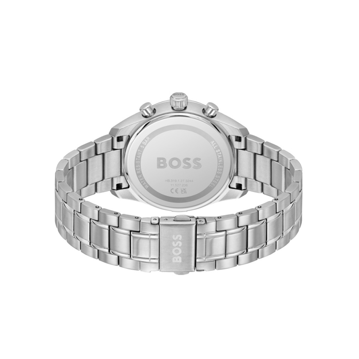 BOSS Grand Prix HB1514265 Zilverkleurig stalen herenhorloge met groene wijzerplaat