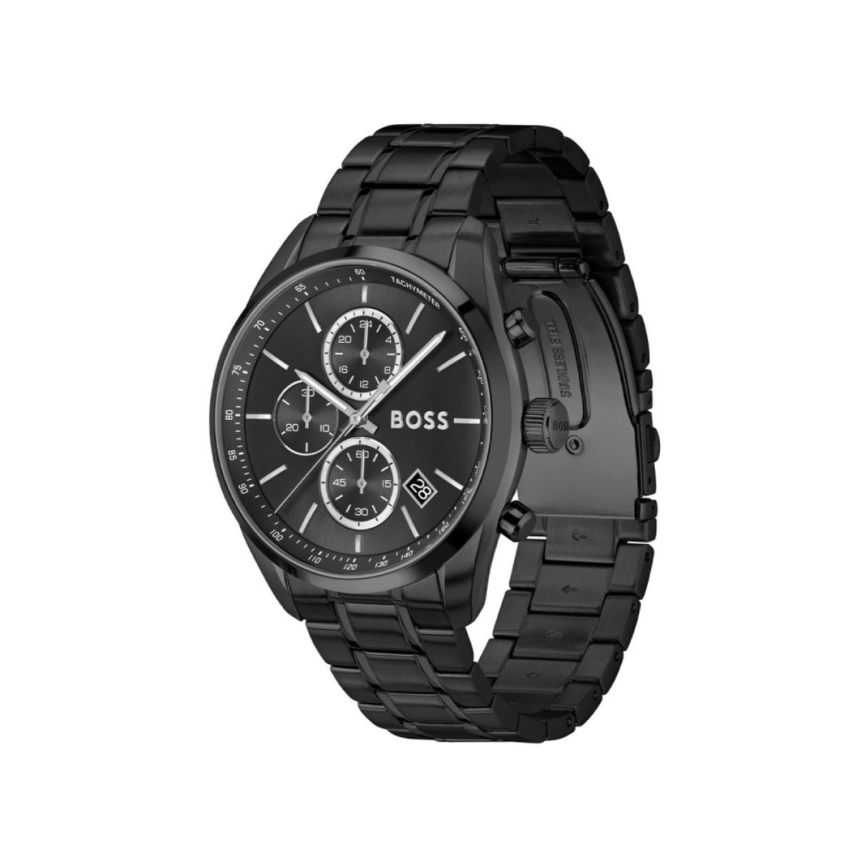 BOSS Grand Prix HB1514298 Zwart stalen herenhorloge met chronograaf - Ø 44 mm