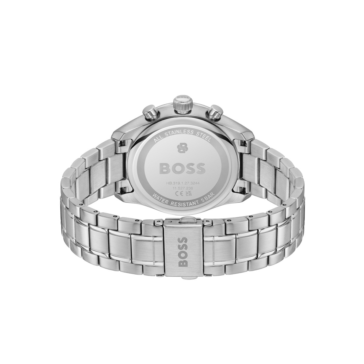 Boss Grand Prix Touring HB1514362 zilverkleurig chronograaf horloge met wit zwarte wijzerplaat - Ø 38 mm