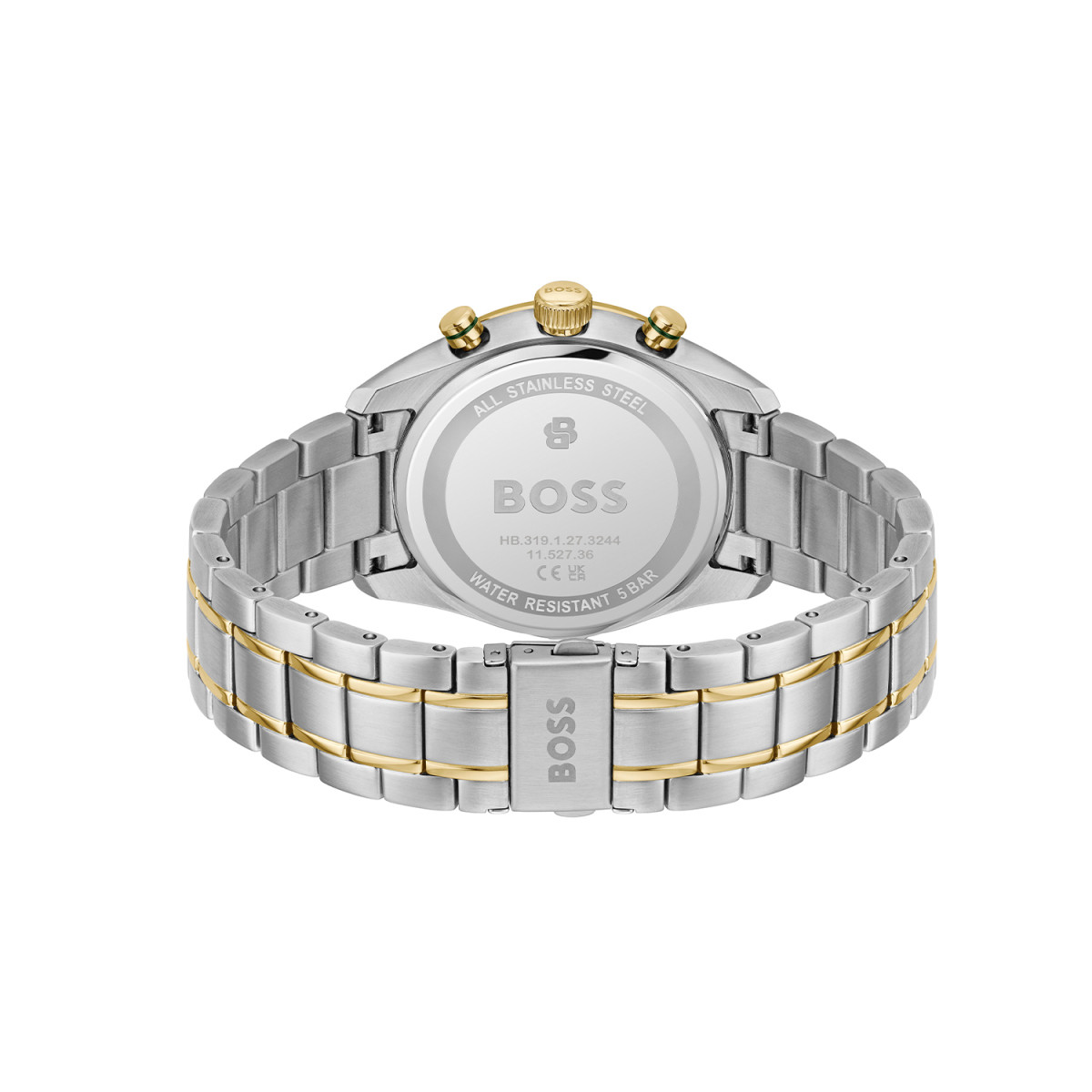 Boss Grand Prix Vitesse HB1514345 chronograaf herenhorloge met bicolor band en groene wijzerplaat - Ø 44 mm