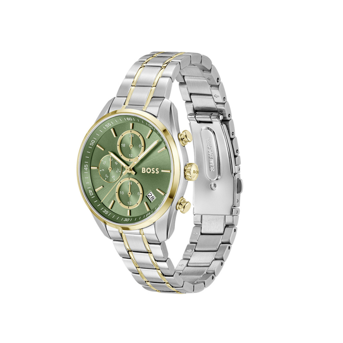 BOSS Grand Tour HB1502766 Bicolor dameshorloge met groene wijzerplaat - Ø 38 mm