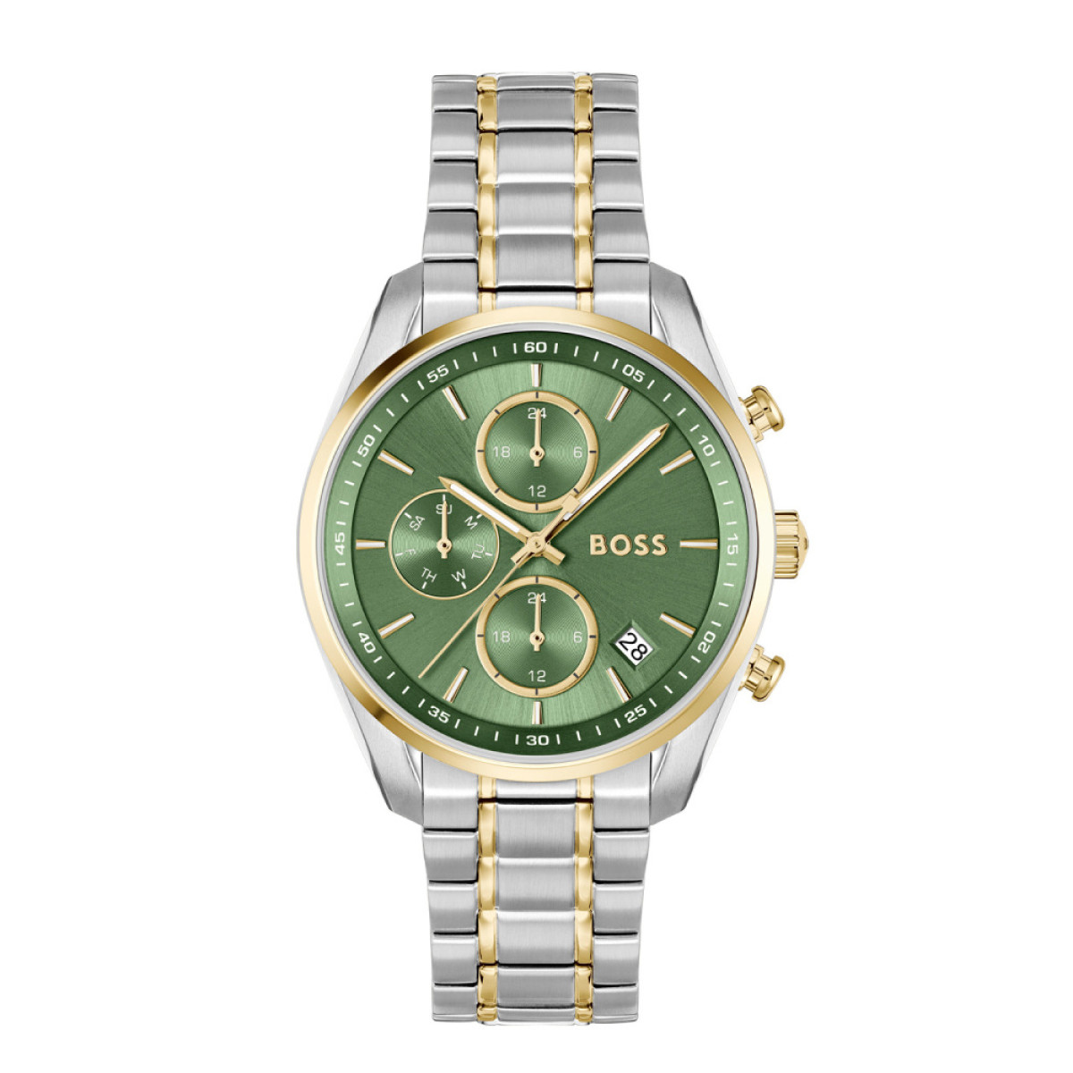 BOSS Grand Tour HB1502766 Bicolor dameshorloge met groene wijzerplaat - Ø 38 mm