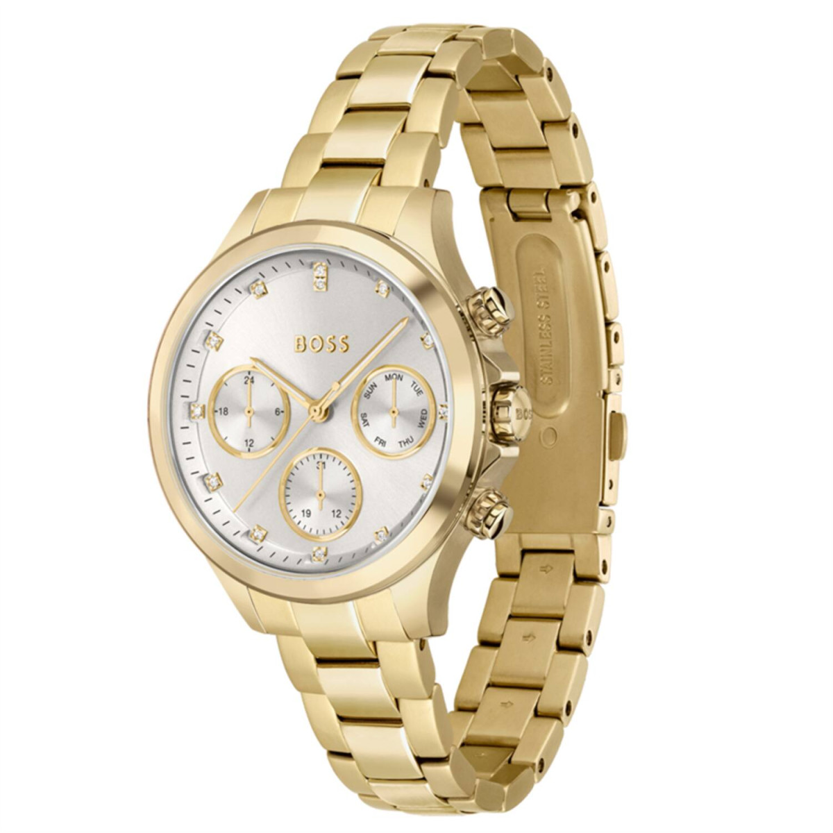 Boss Hera HB1502628 dameshorloge - Goudkleurig met zilverkleurige wijzerplaat - Staal - Ø 38 mm