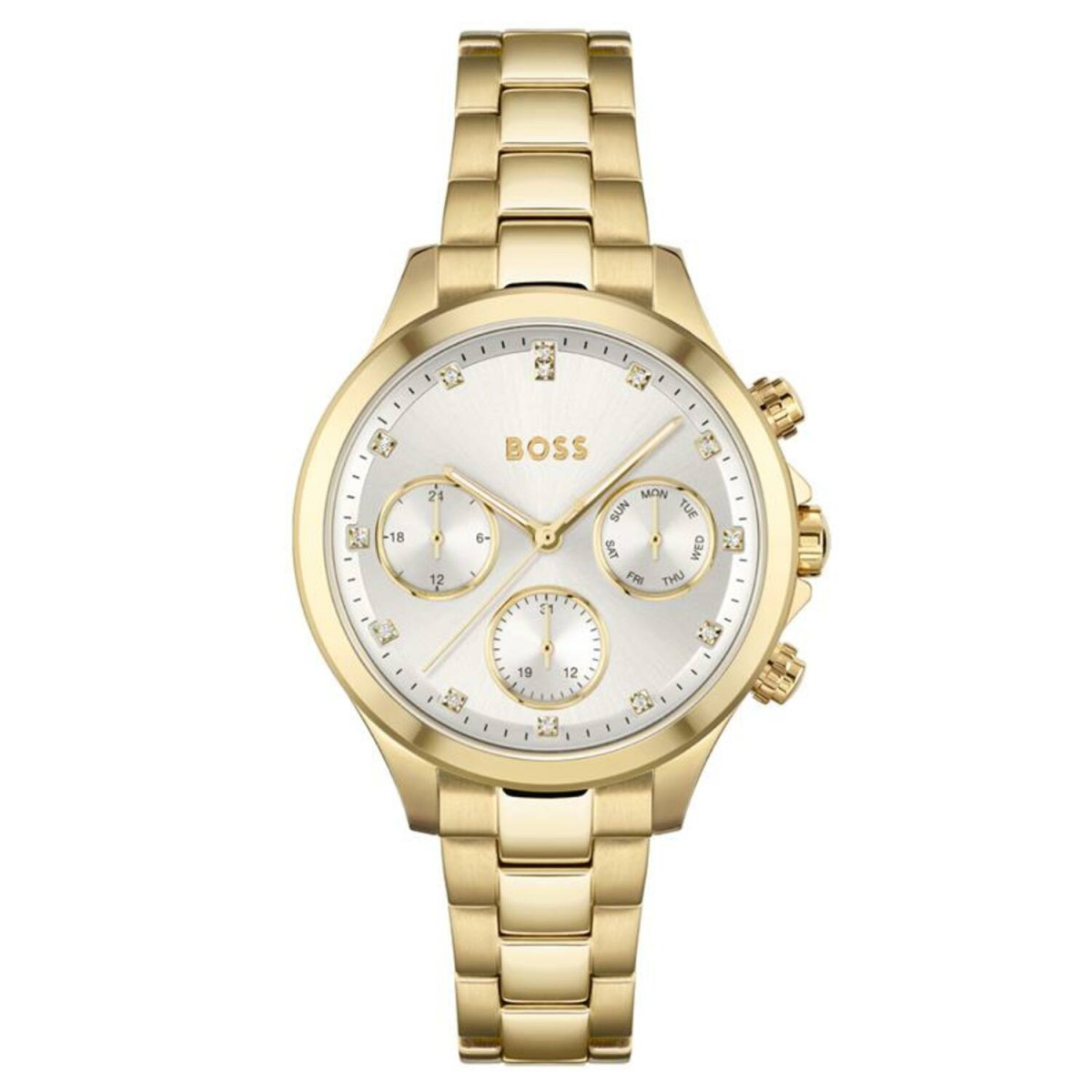 Boss Hera HB1502628 dameshorloge - Goudkleurig met zilverkleurige wijzerplaat - Staal - Ø 38 mm
