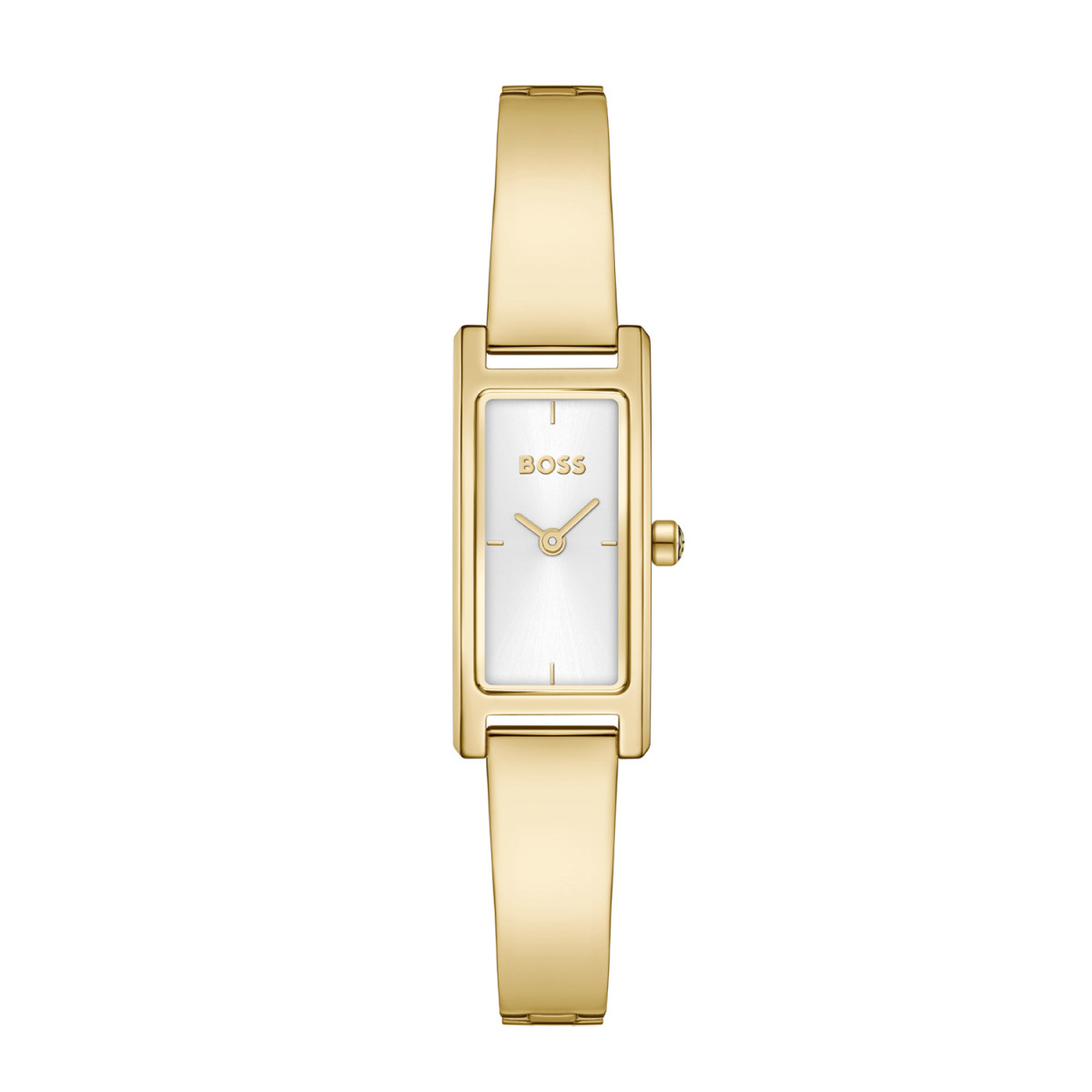 Boss Lucy Allure HB1502857 goudkleurig dameshorloge met rechthoekige zilverkleurige wijzerplaat - Ø 33 mm
