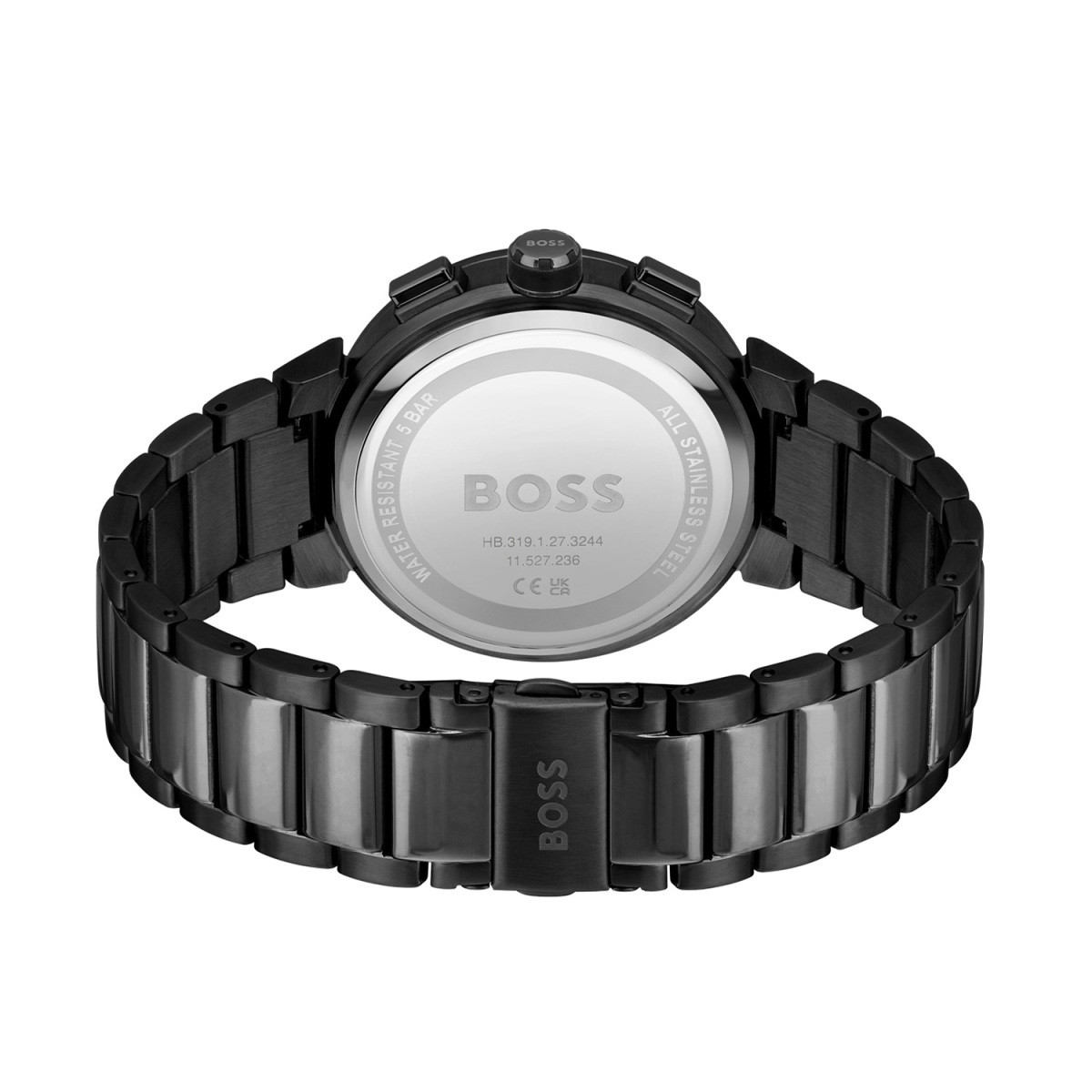 BOSS One HB1514001 herenhorloge van zwart staal met zwarte wijzerplaat - Ø 44 mm