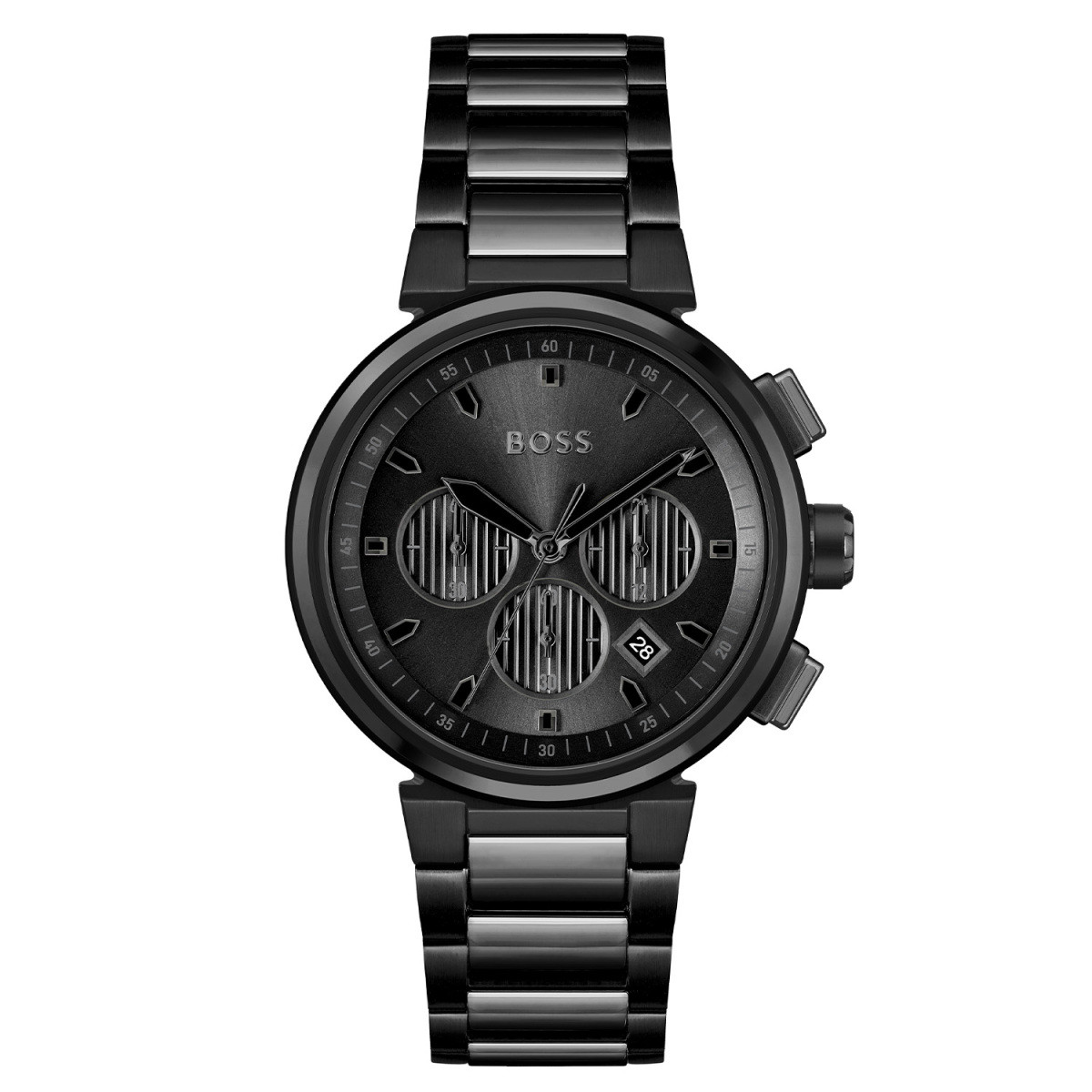BOSS One HB1514001 herenhorloge van zwart staal met zwarte wijzerplaat - Ø 44 mm