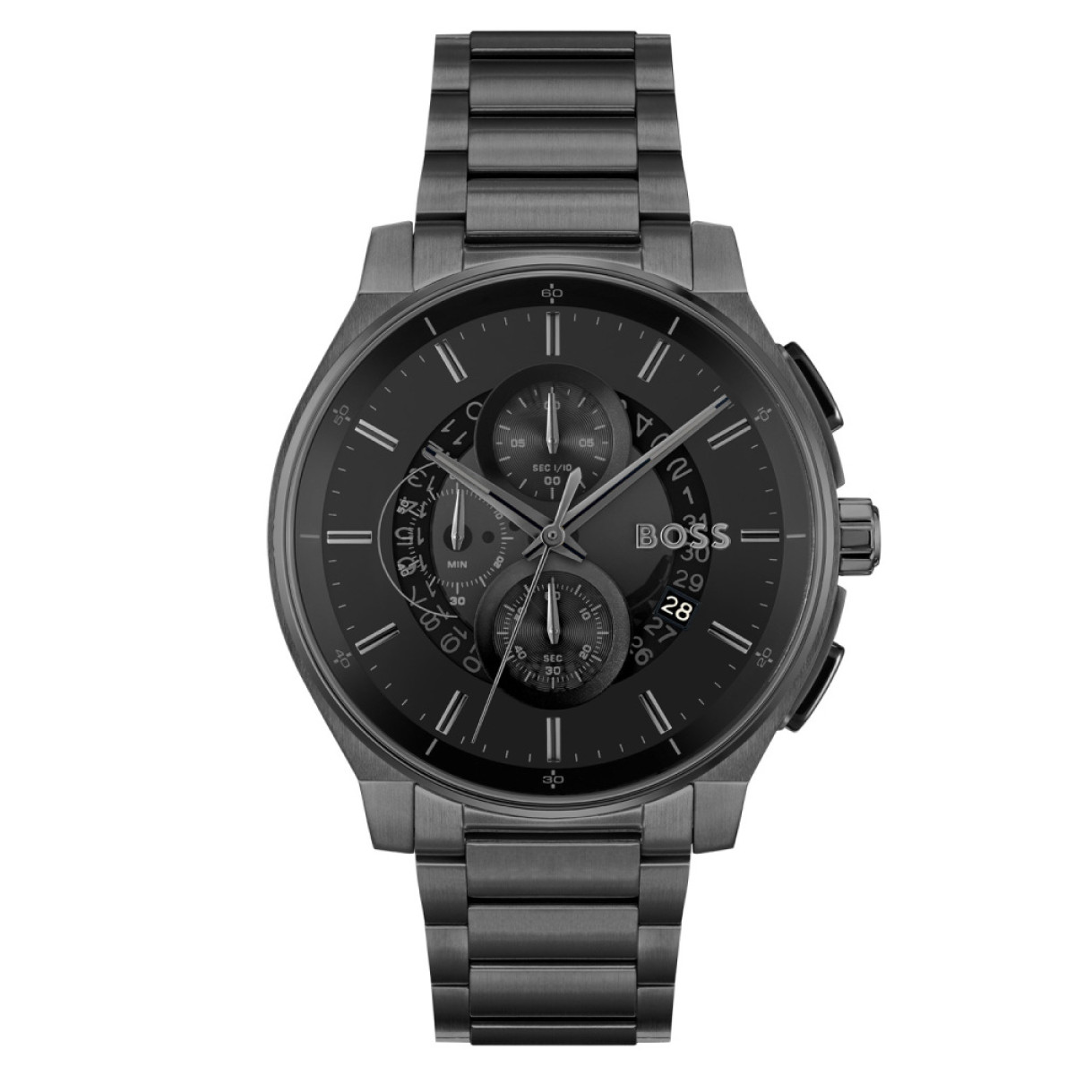 BOSS Peak 2.0 HB1514192 Herenhorloge van staal met zwarte wijzerplaat - Ø 44 mm