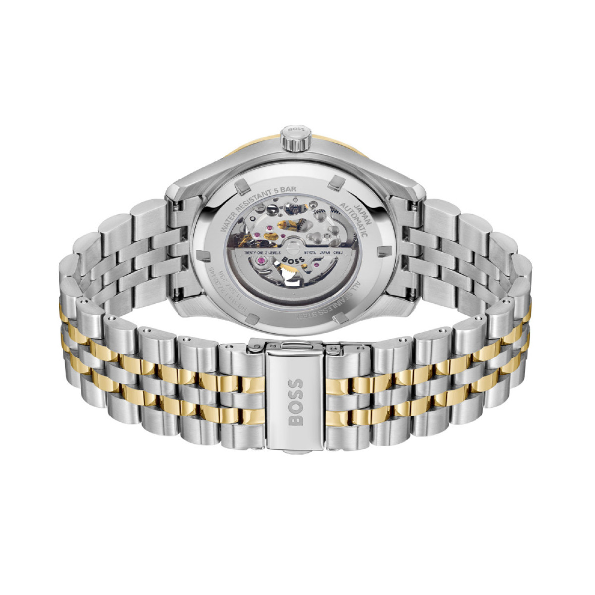 BOSS Principe HB1514237 Stalen herenhorloge met bicolor kast en band - Ø 41 mm