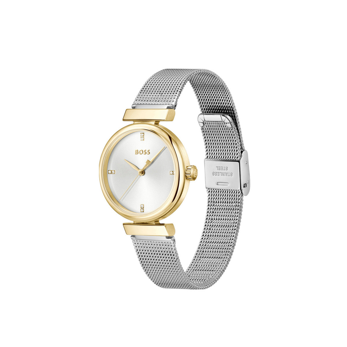 BOSS Rosehill HB1502853 dameshorloge van staal met goudkleurige kast - Ø 32 mm