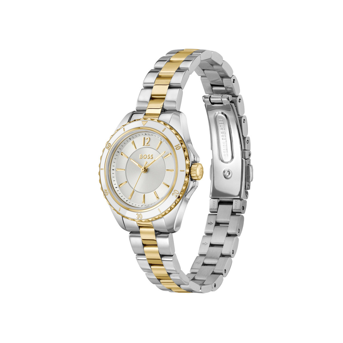 BOSS Sage Aqua HB1502848 dameshorloge staal zilverkleurig met zilverkleurige wijzerplaat - Ø 30 mm