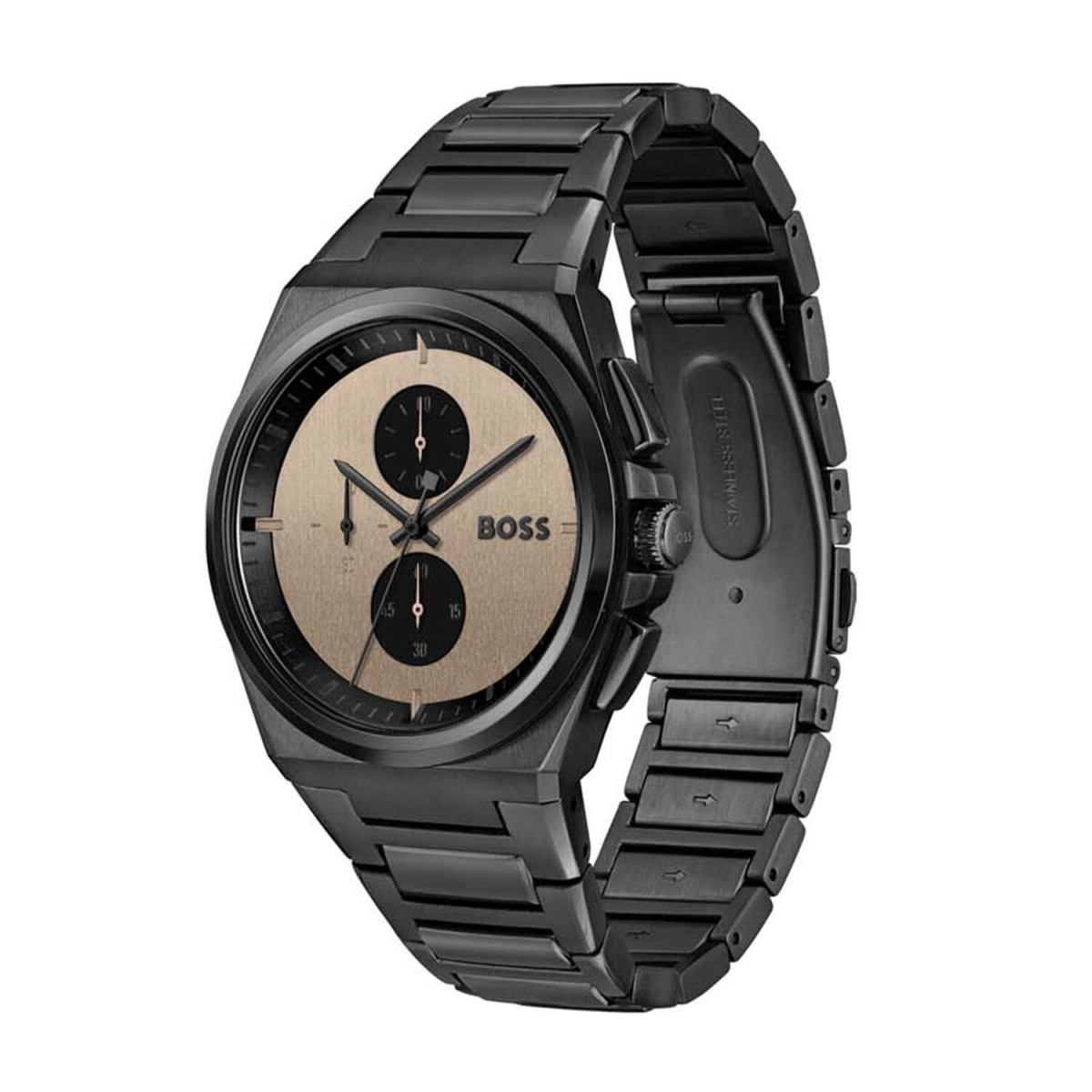 Boss Steer Chrono HB1514043 herenhorloge - Staal met bruine wijzerplaat - Chronograaf - Ø 44 mm