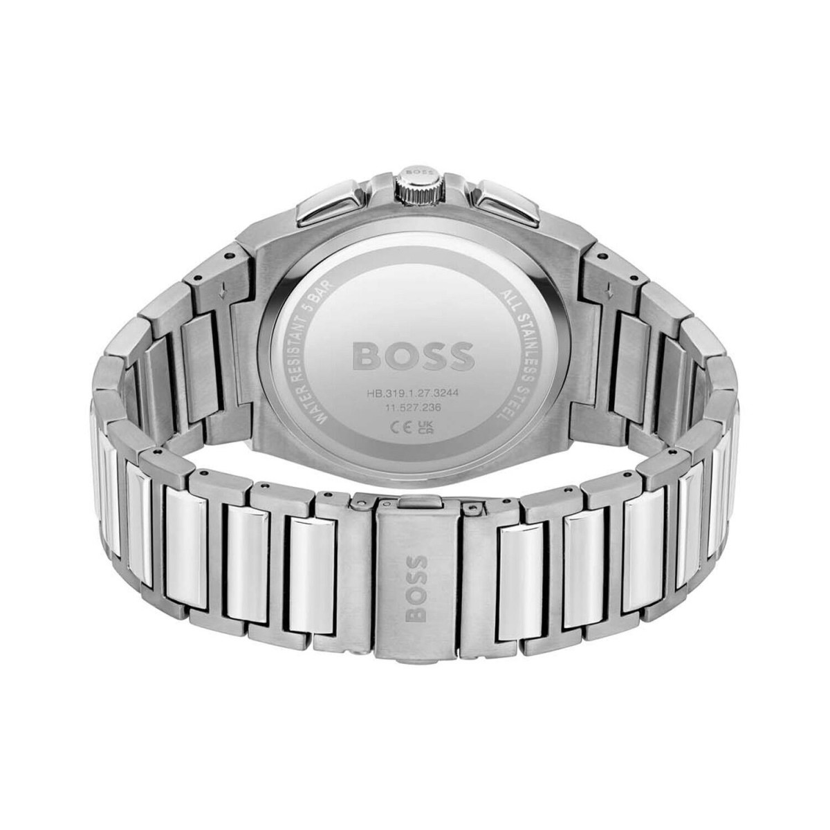 Boss Steer Chrono HB1514048 herenhorloge van staal - Zilverkleurig met blauwe wijzerplaat - Chronograaf - Ø 44 mm