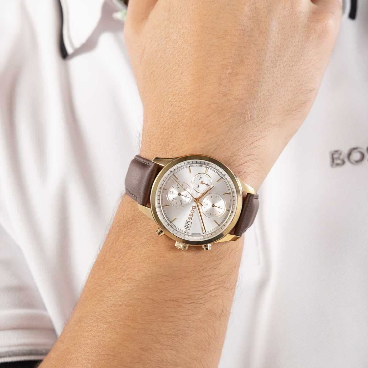 BOSS Stratus HB1514327 herenhorloge met goudkleurige stalen kast - Ø 41 mm