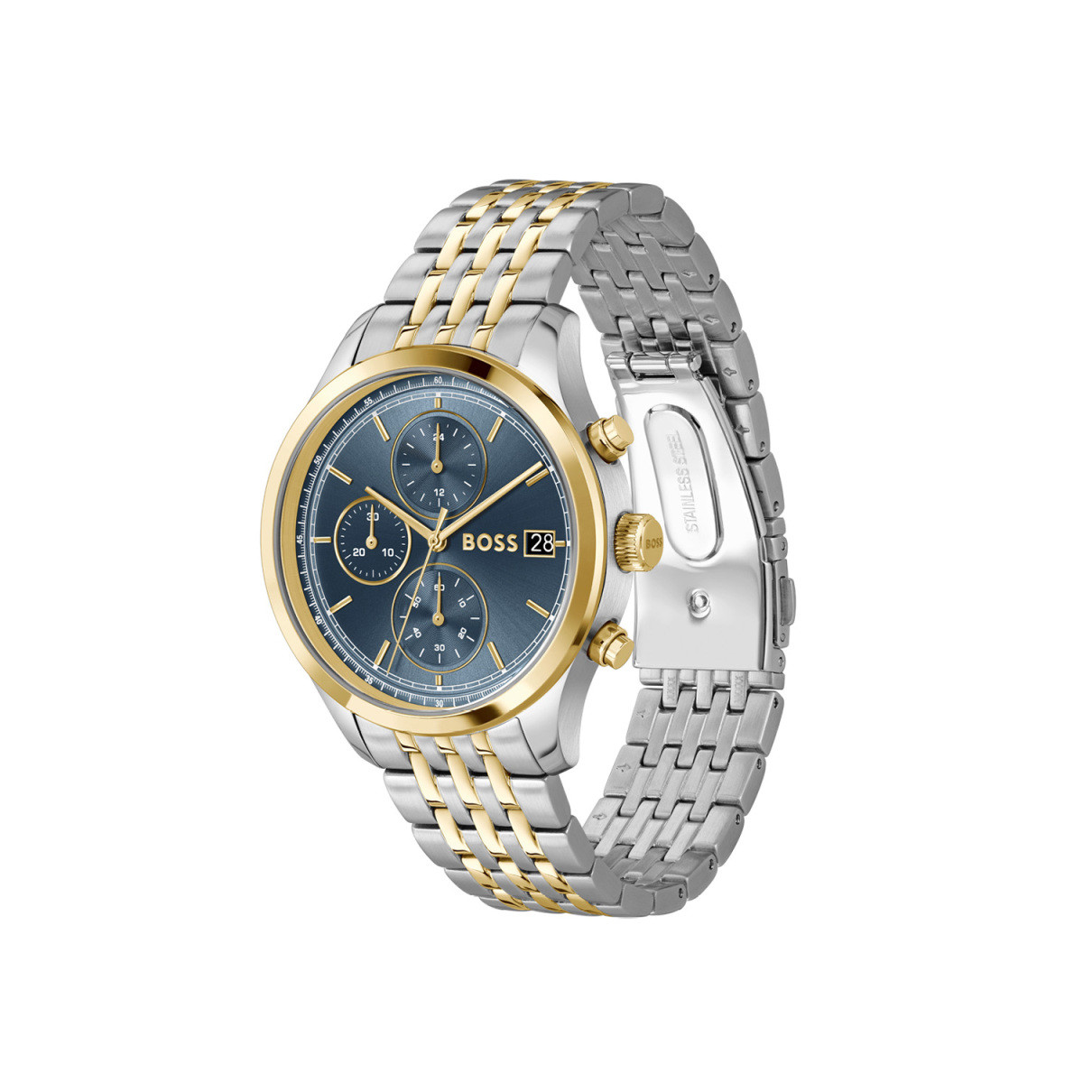 BOSS Stratus HB1514329 herenhorloge bicolor met blauwe wijzerplaat - Ø 41 mm