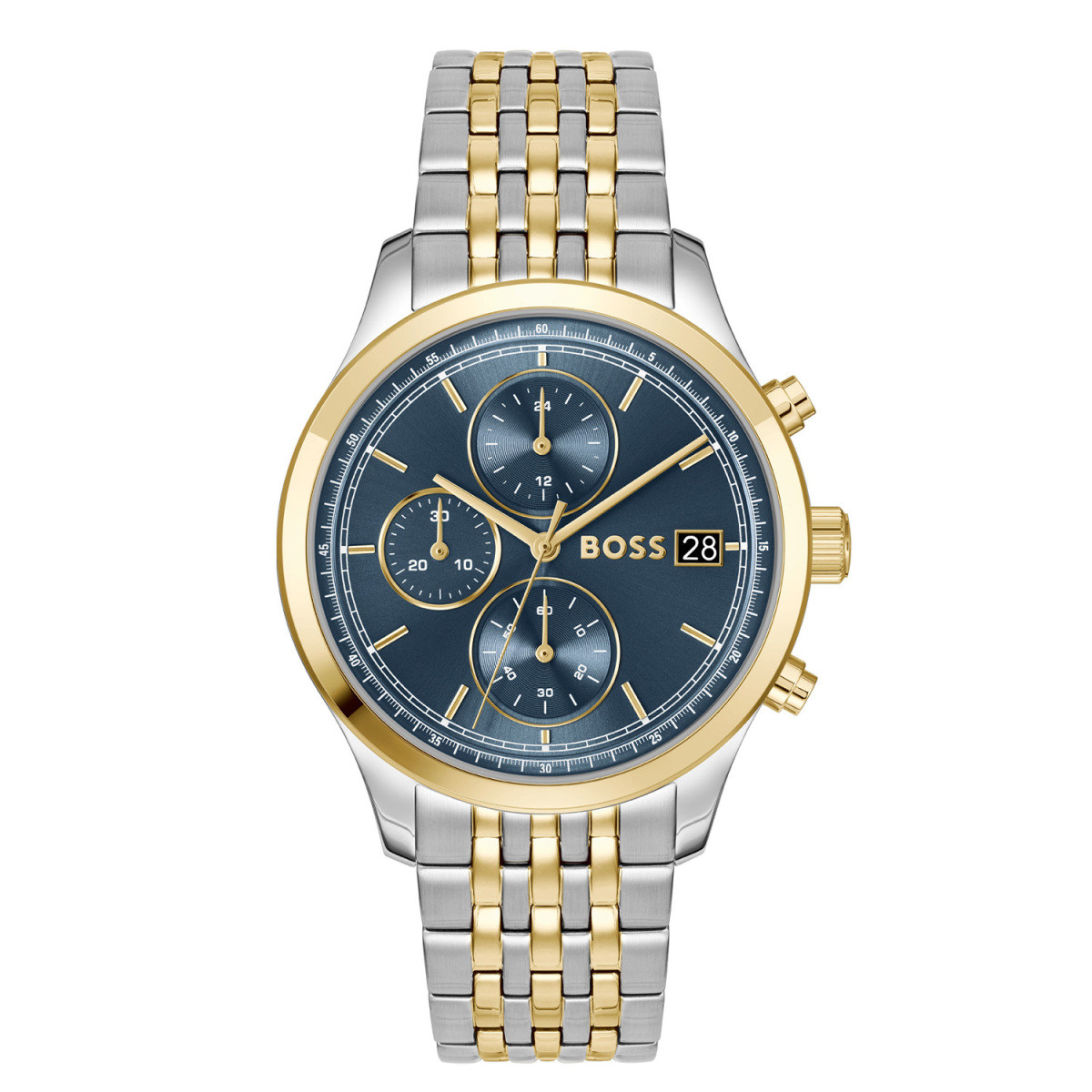 BOSS Stratus HB1514329 herenhorloge bicolor met blauwe wijzerplaat - Ø 41 mm