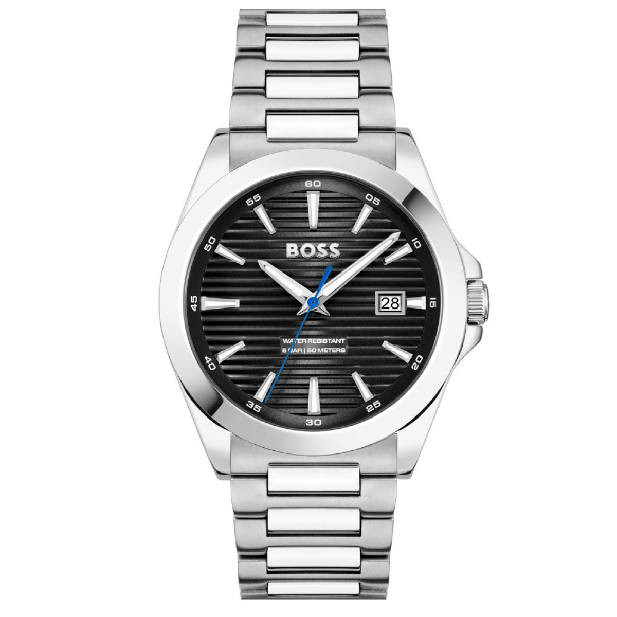 BOSS Strike HB1514170 Herenhorloge van staal met zwarte wijzerplaat - Ø 41 mm