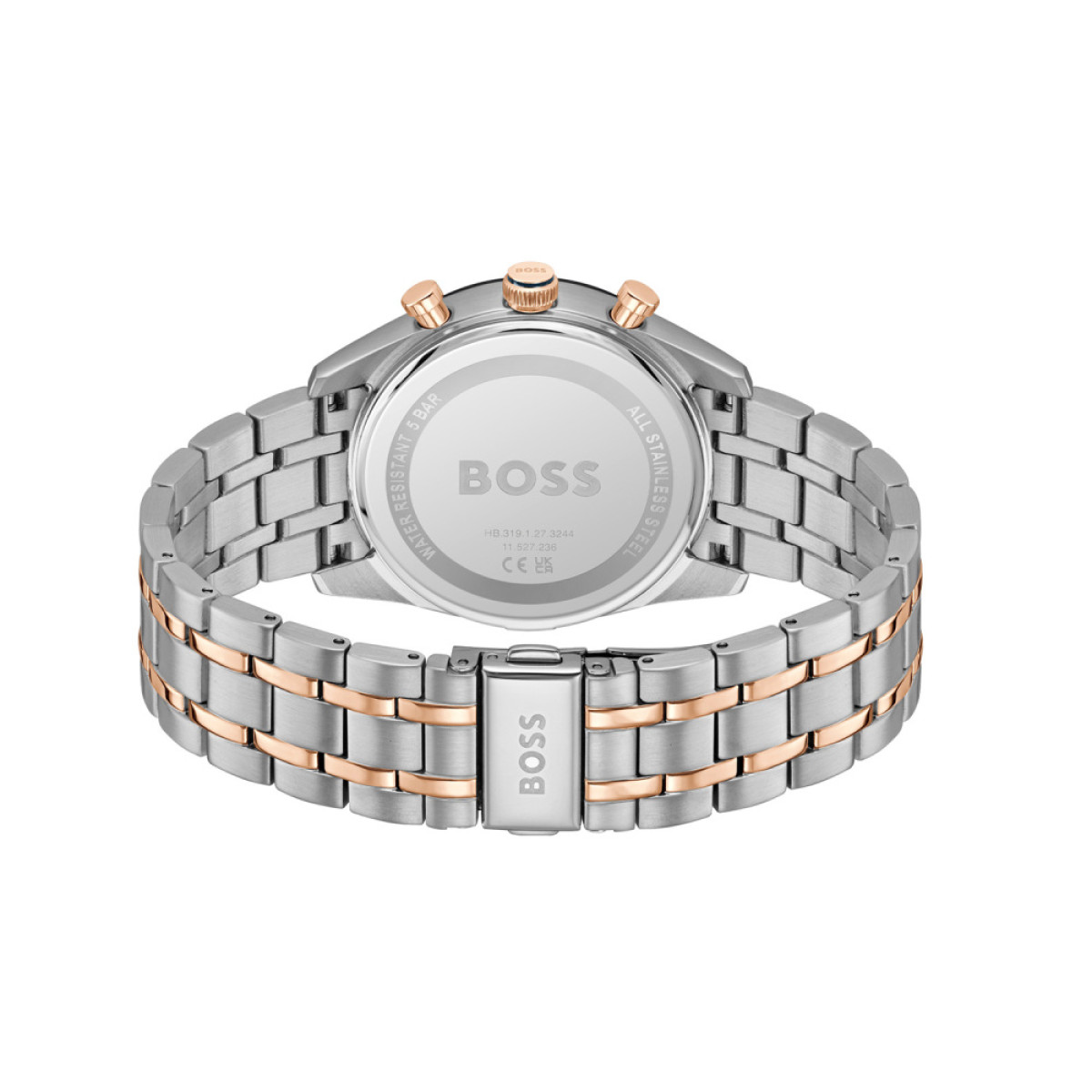 BOSS Tourmaster HB1514288 Bicolor herenhorloge met blauwe wijzerplaat - Ø 41 mm